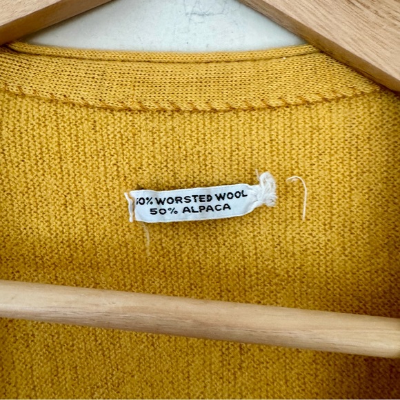 Vintage Grandpa Cardigan Sweater Wool Alpaca Blend Mustard yellow medium - Picture 6 of 6